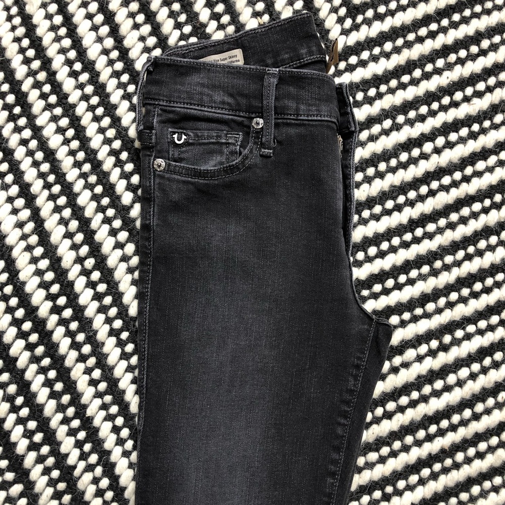 Used TRUE RELIGION Halle Super Skinny Black Jeans - Picture 2 of 4